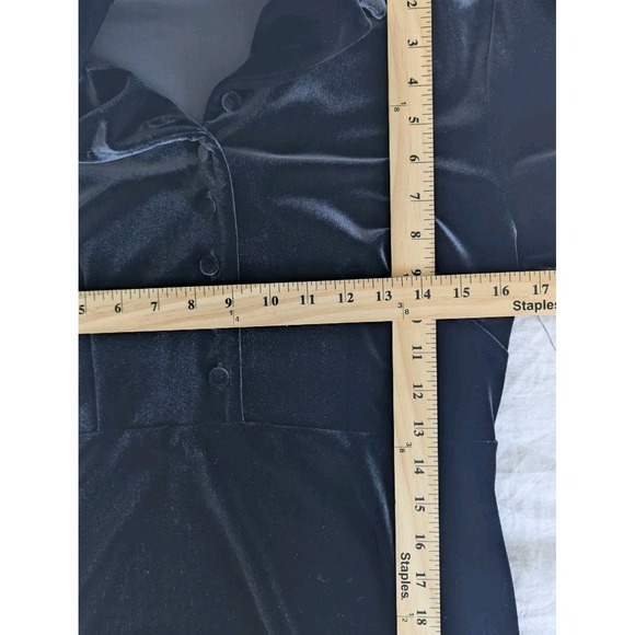 Vtg Long Sleeve‎ Black Velvet Aline Dress Sz 8P Made in the USA Timeless Holiday - Picture 11 of 12